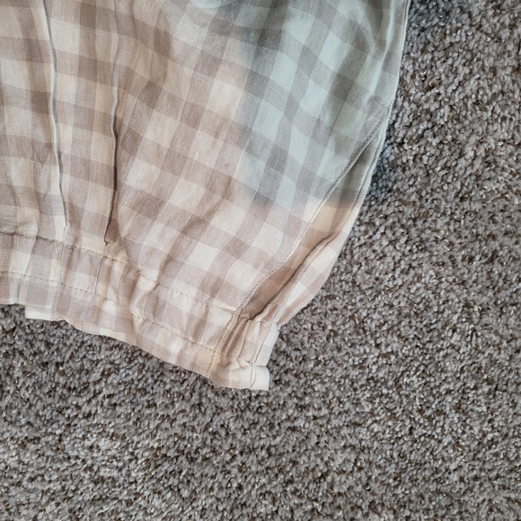 Lou Grey – Taupe and Ecru 100% Linen Wide Leg Plaid Pants (Size XL) - Picture 13 of 15